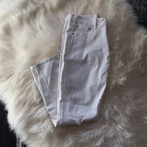 Gap White Distressed Slim Straight Jeans